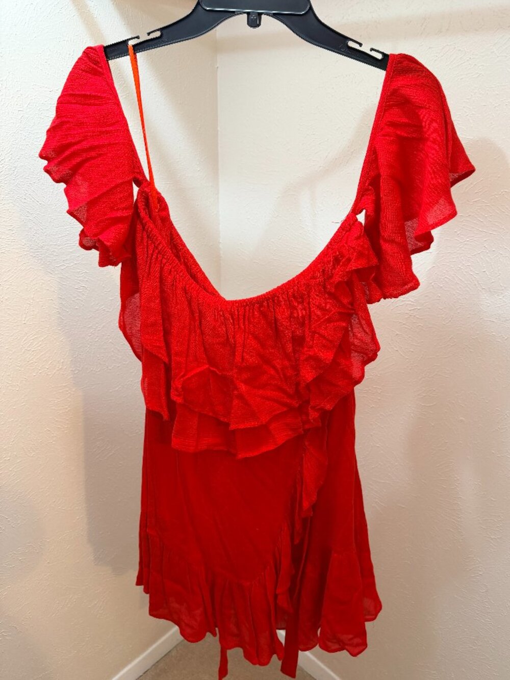 Hello Molly Red Ruffle Mini Wrap Dress - Size 8